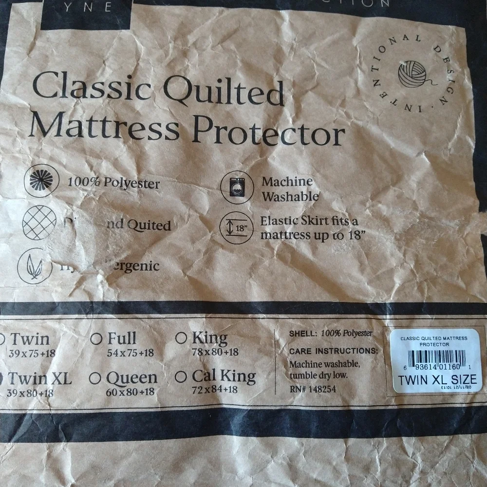 Ella Jayne Home Collection Classic Quilted TWIN XL Mattress Protector - White